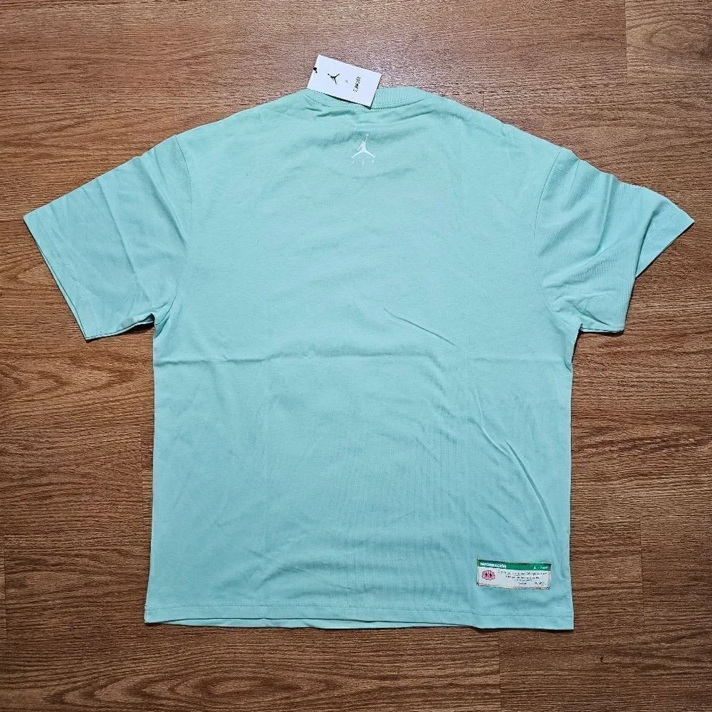 Air Jordan X J Balvin Tee T-Shirt Large L Sail Enamel Green Blue DR2962-308 New